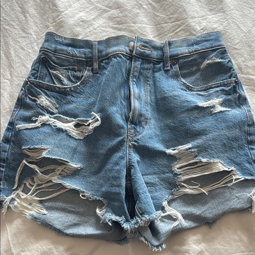 Distressed Blue Denim Shorts